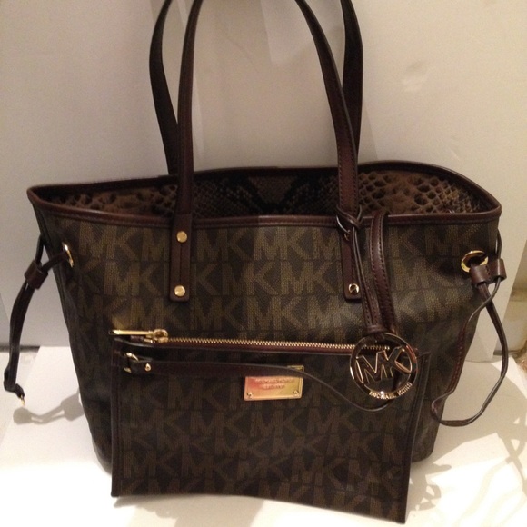 Michael Kors Bags | Michael Kors 2 Pc Reversible Python Signature Tote
